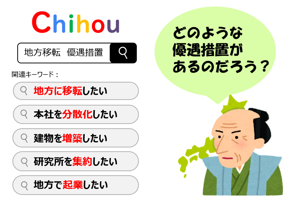 地方に移転したい、本社機能を分散化したい、建物を増築したい、研究所を集約したい、地方で企業したいと考えるとき、活用できる優遇措置にどのようなものがあるだろうか。